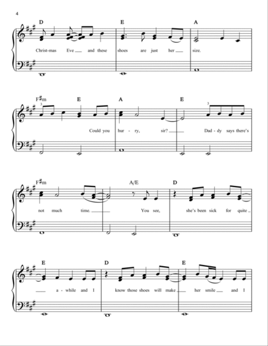 The Christmas Shoes Easy Piano scores gallery preview page 4
