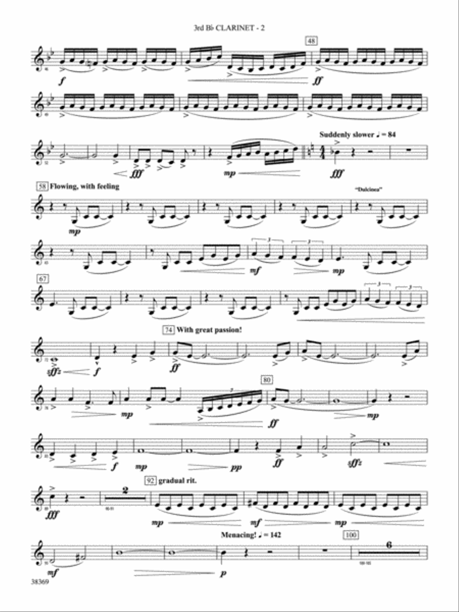 Man of La Mancha: 3rd B-flat Clarinet Concert Band scores gallery preview page 2