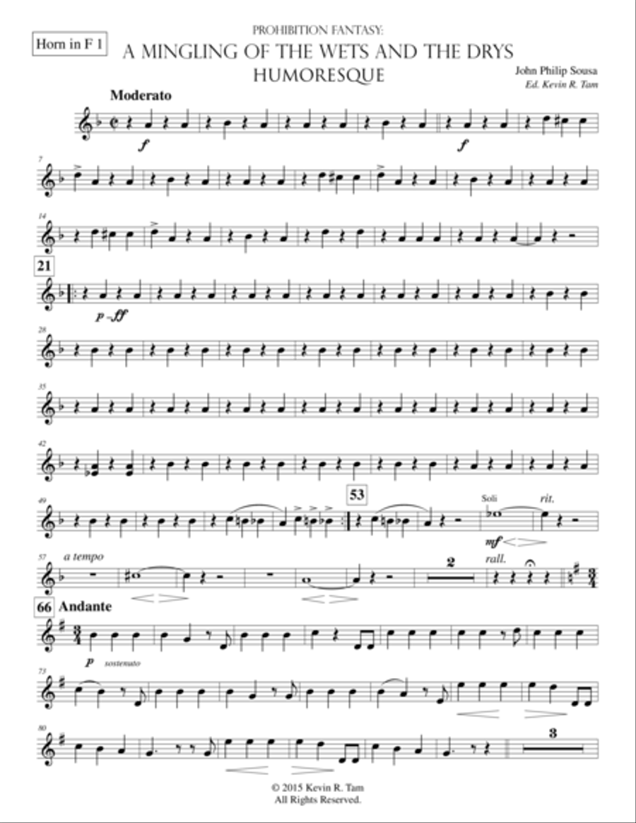 A Mingling of the Wets and the Drys - A Humoresque - Brass and Percussion Parts Concert Band scores gallery preview page 1