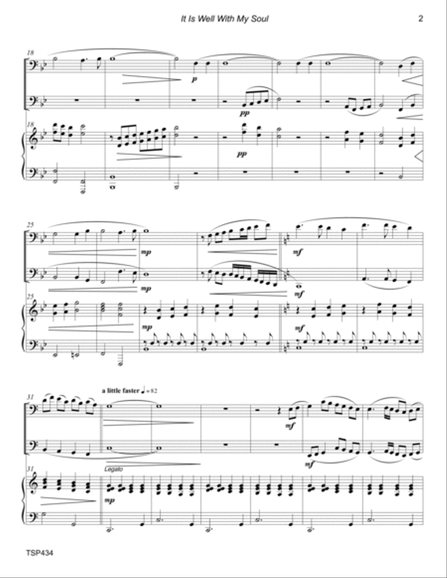 IT IS WELL WITH MY SOUL - TROMBONE & TUBA with Piano Accompaniment Brass Ensemble scores gallery preview page 2