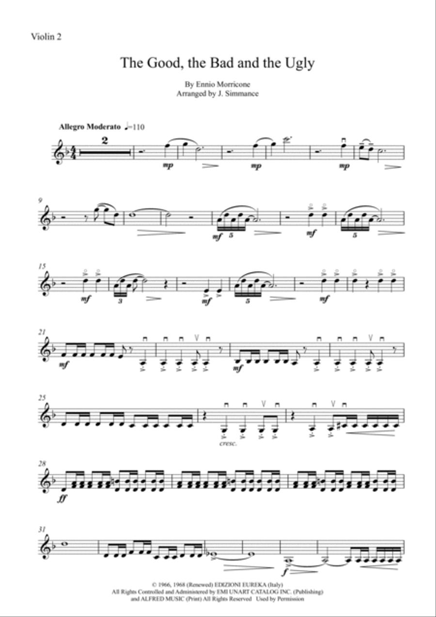 The Good, The Bad And The Ugly (main Title) String Quartet scores gallery preview page 3