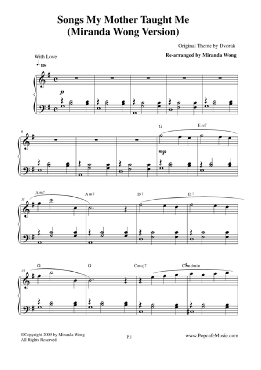 Songs my Mother Taught Me - Romantic Piano Solo Piano Solo scores gallery preview page 1