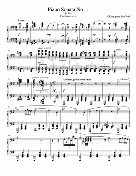 Piano Sonata No. 1 "Recluse", First Movement