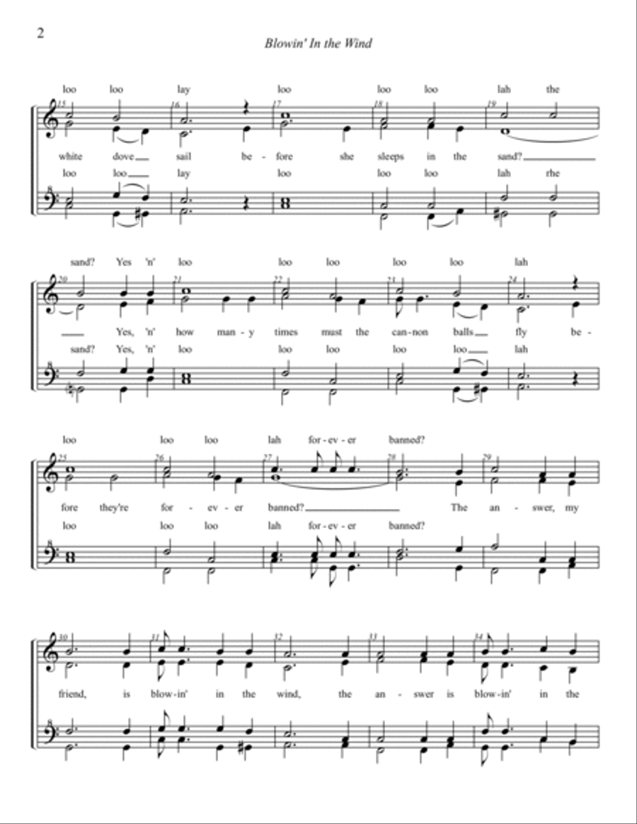 Blowin' In The Wind A Cappella scores gallery preview page 2