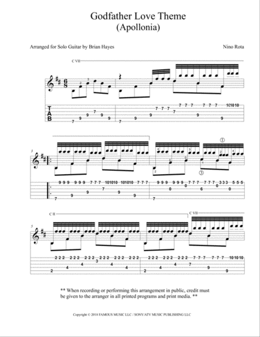 The Godfather (love Theme) Guitar Tablature scores gallery preview page 3