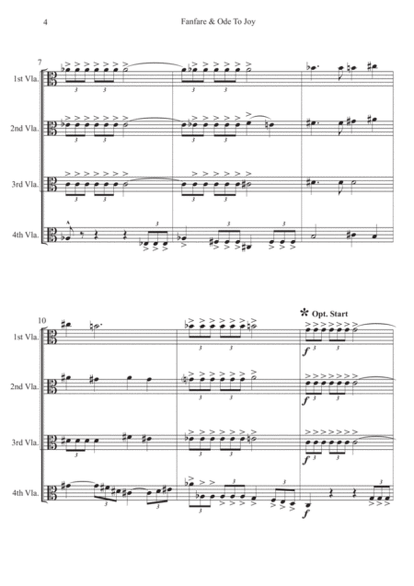 Fanfare and Ode To Joy for Viola Quartet image number null