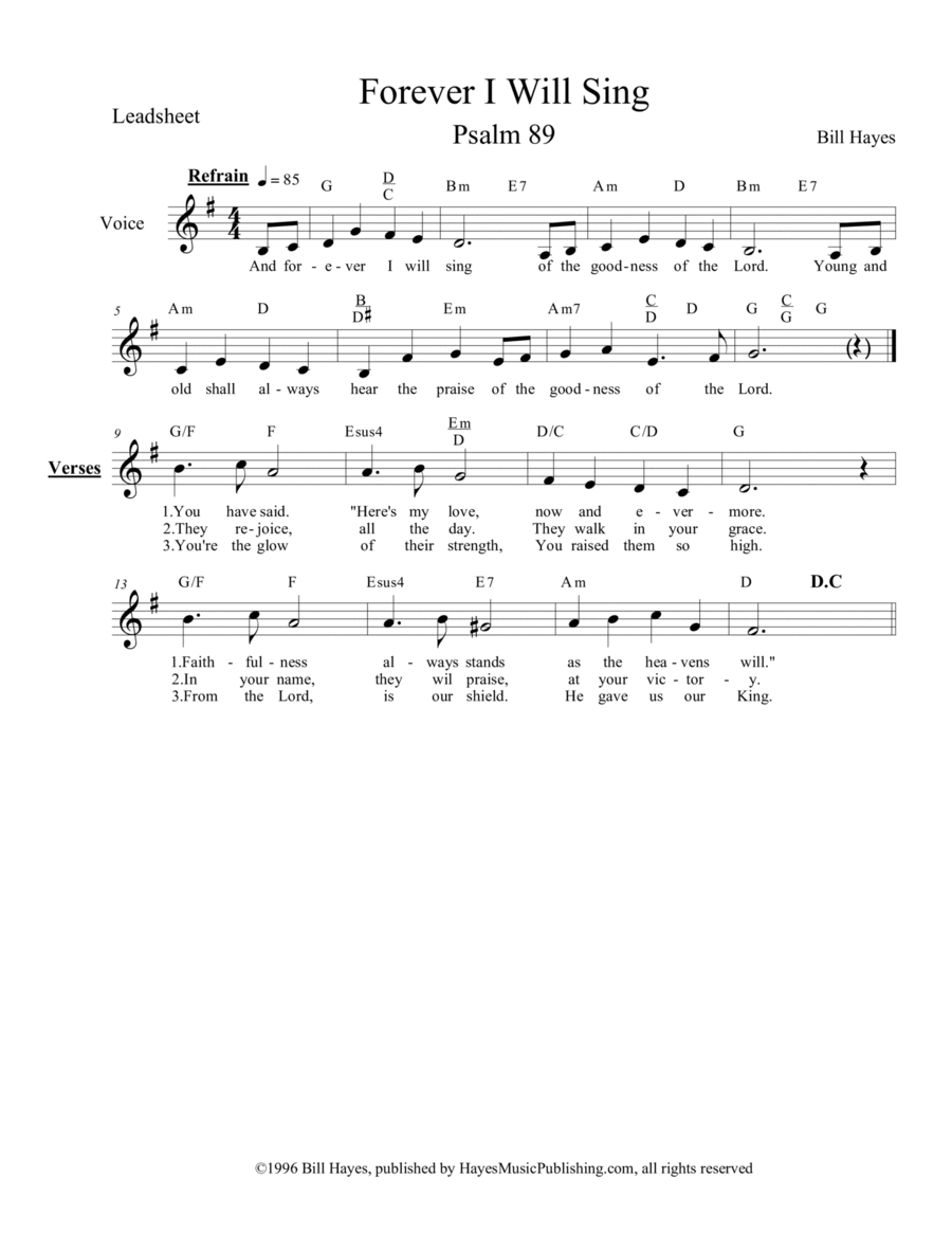Psalm 89: Forever I Will Sing (song - leadsheet) image number null