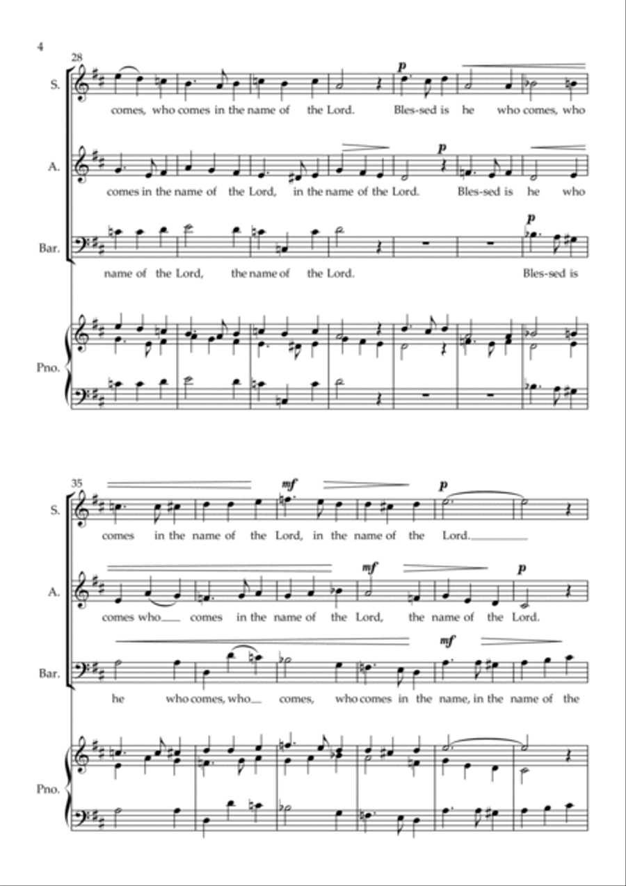 Hosanna to the Son of David 3-Part scores gallery preview page 4