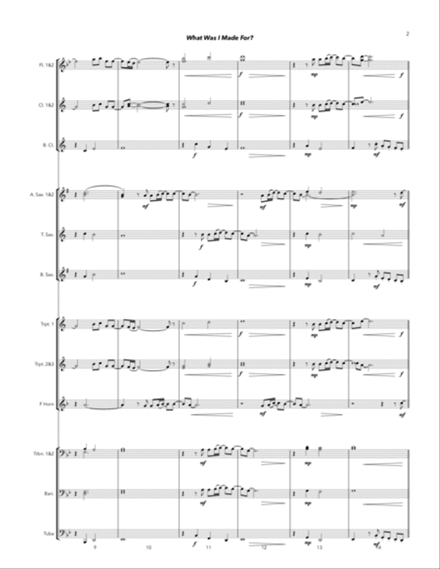 What Was I Made For? Marching Band scores gallery preview page 2