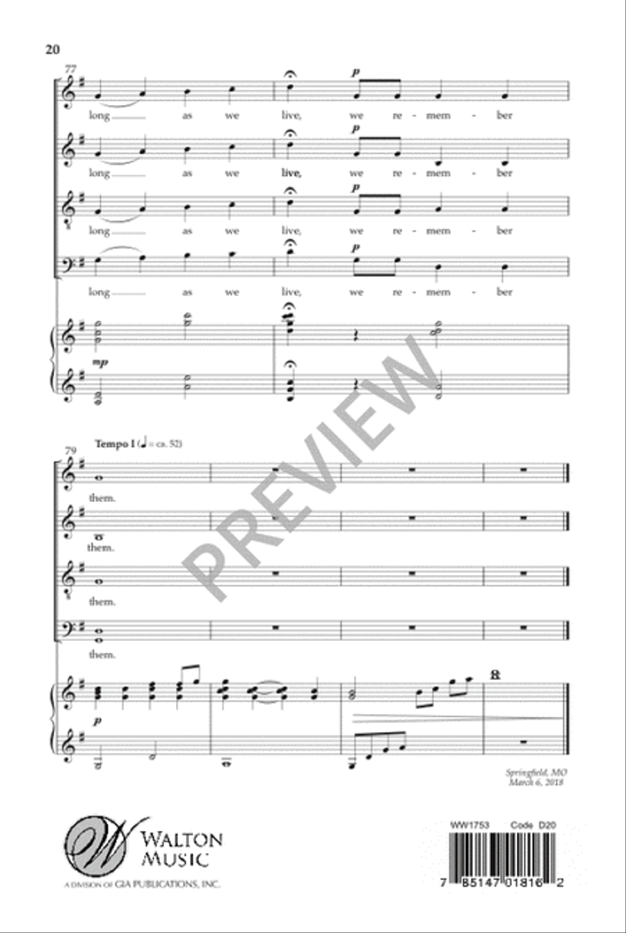 We Remember Them (SATB) 4-Part scores gallery preview page 21
