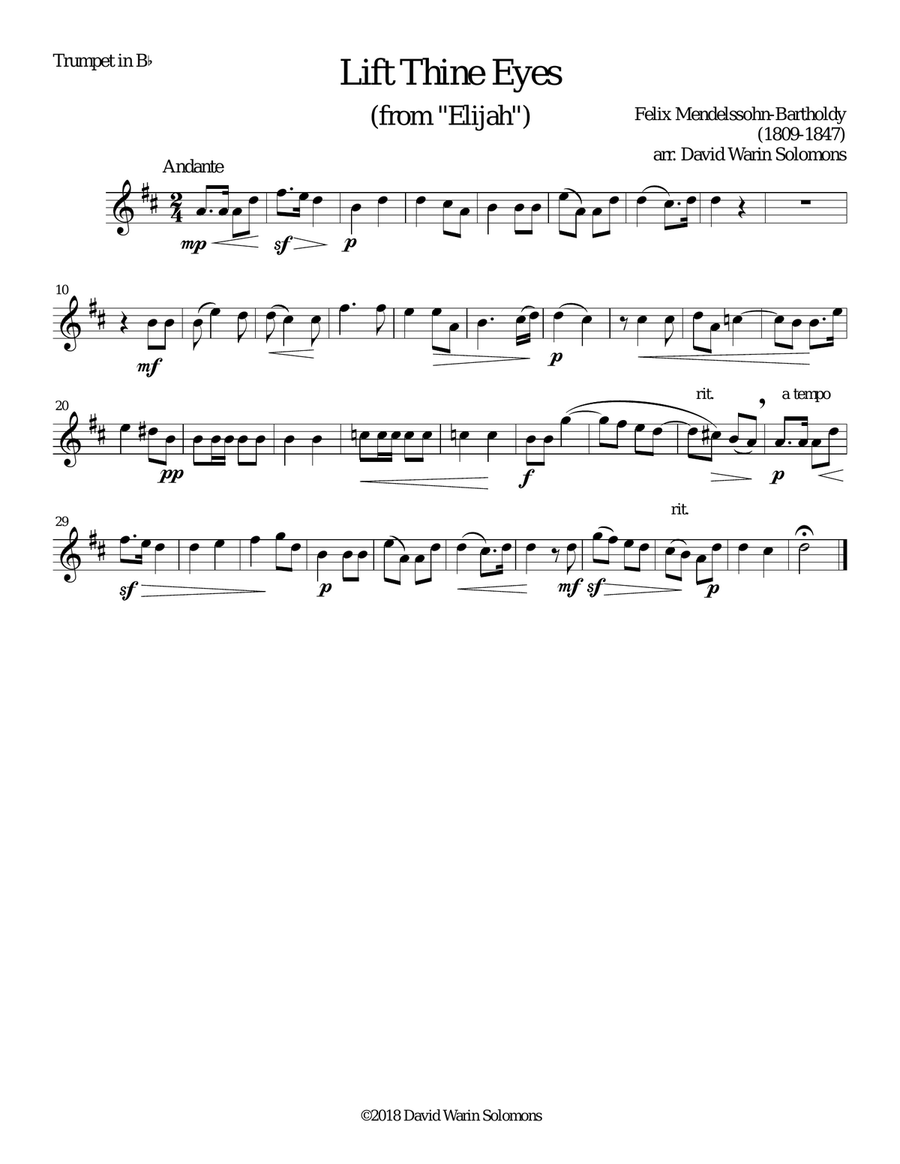 Lift thine eyes (from Elijah) for brass trio Brass Trio scores gallery preview page 3