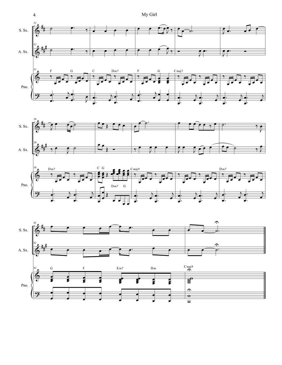 My Girl Woodwind Duet scores gallery preview page 4