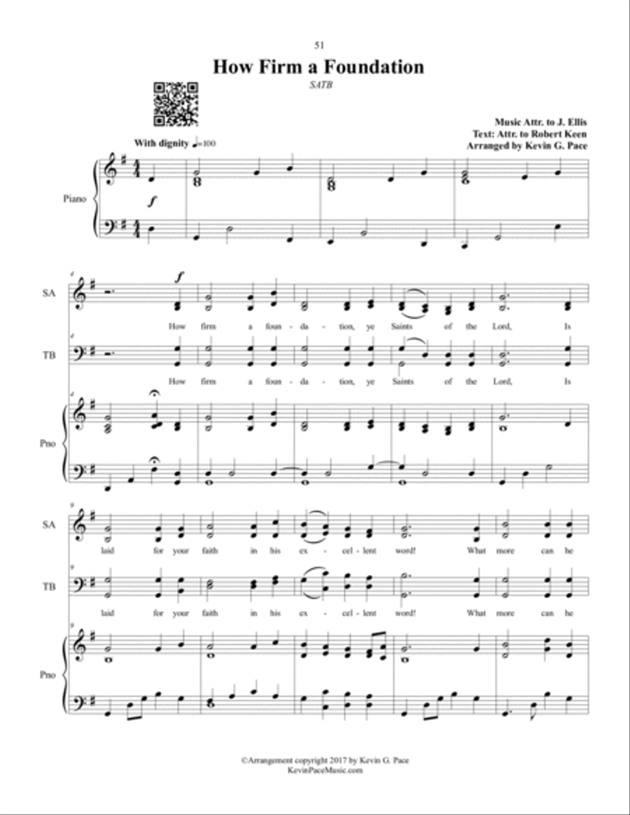 How Firm a Foundation - SATB choir with piano accompaniment 4-Part scores gallery preview page 2