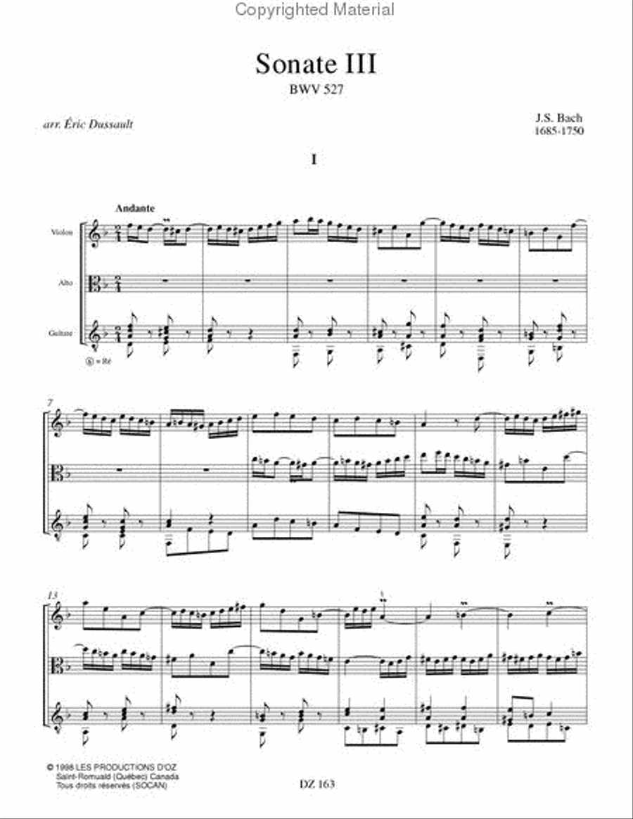 Six sonates en trio, vol. III, BWV 527 Classical Guitar scores gallery preview page 2