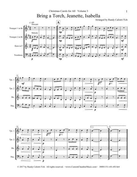 Christmas Carols for All, Volume 3 (for Brass Quartet) by Various Brass Quartet - Digital Sheet Music