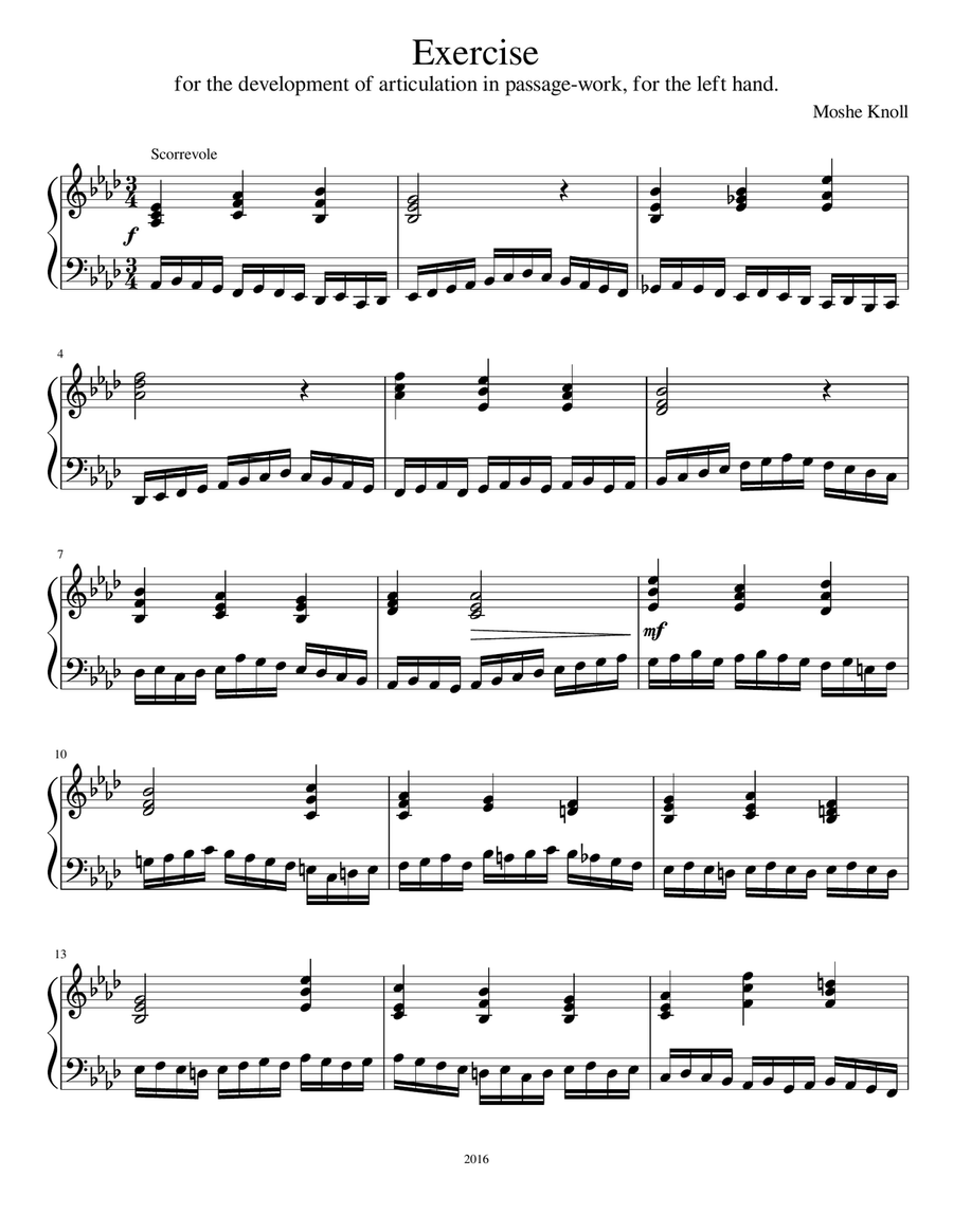 Exercise for the development of passage work in the left hand