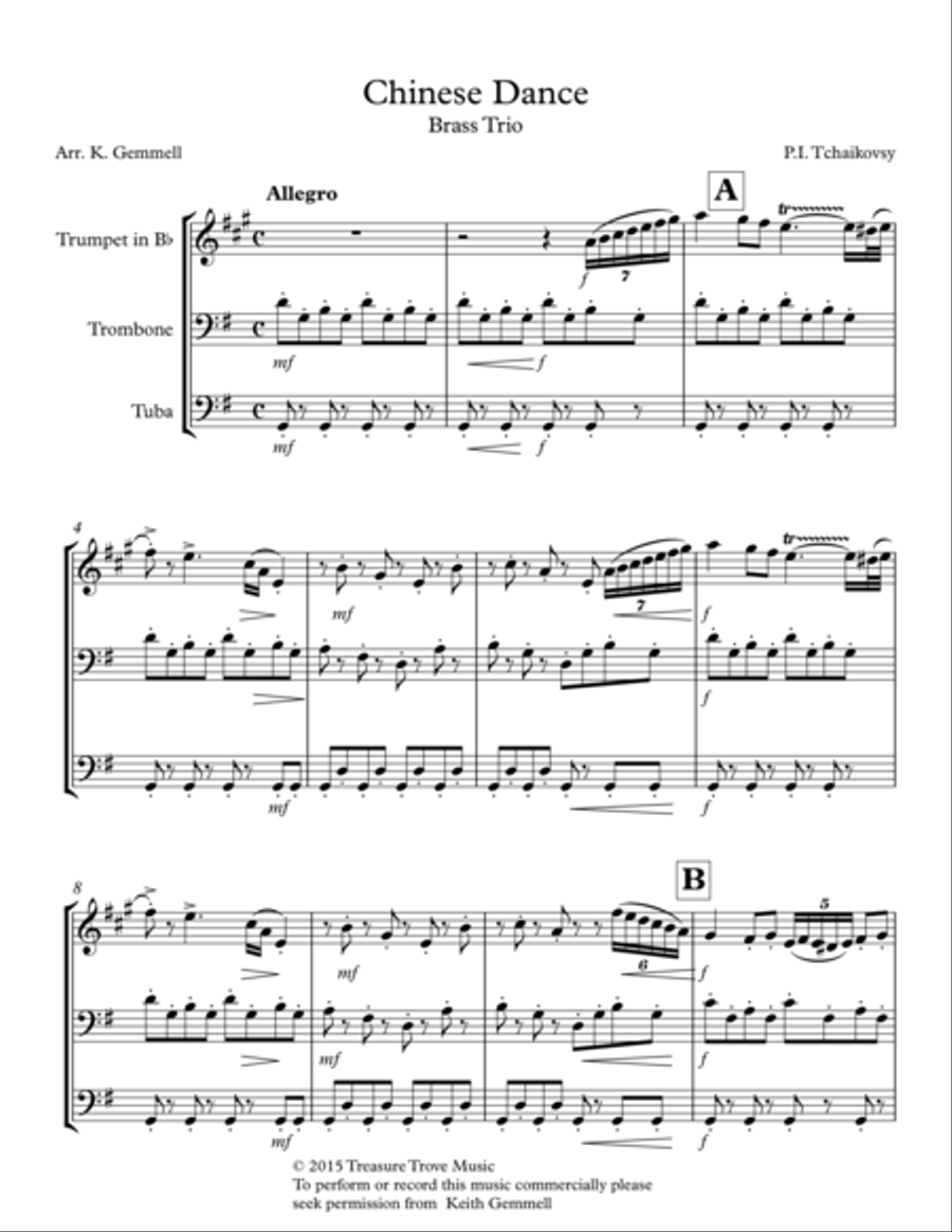 Chinese Dance (Nutcracker Suite): Brass Trio Brass Trio scores gallery preview page 1