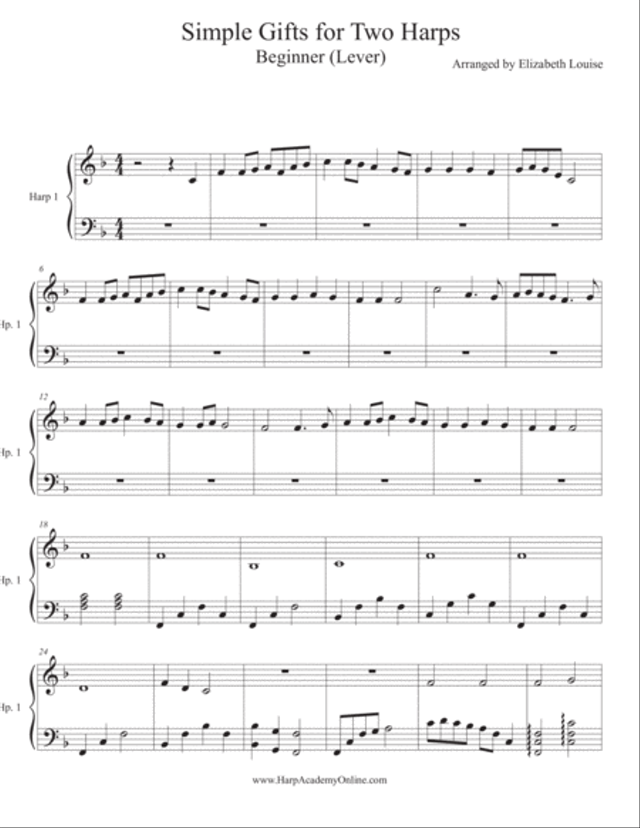 Simple Gifts (Harp Duet) Harp scores gallery preview page 4