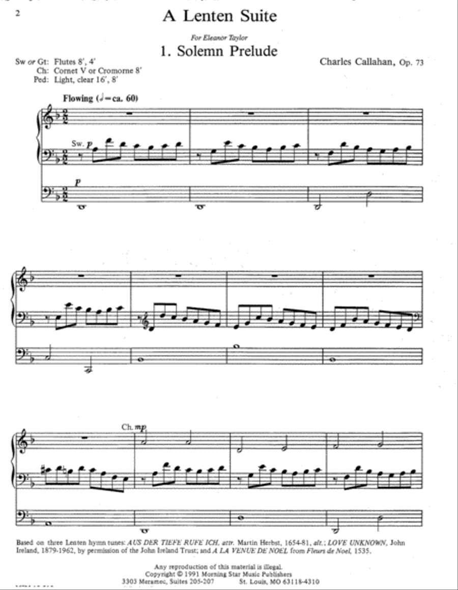 A Lenten Suite Organ scores gallery preview page 2