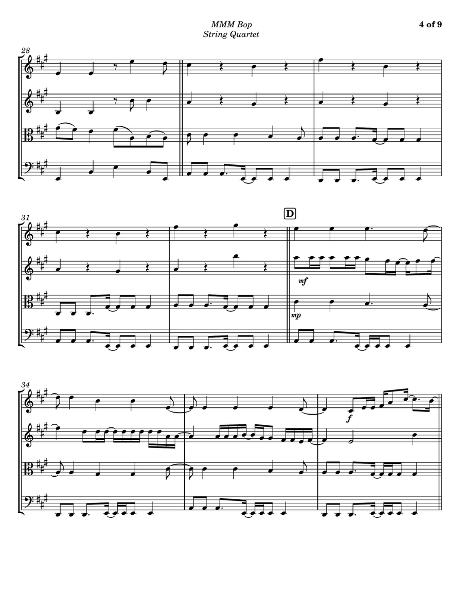 Mmm Bop String Quartet scores gallery preview page 4