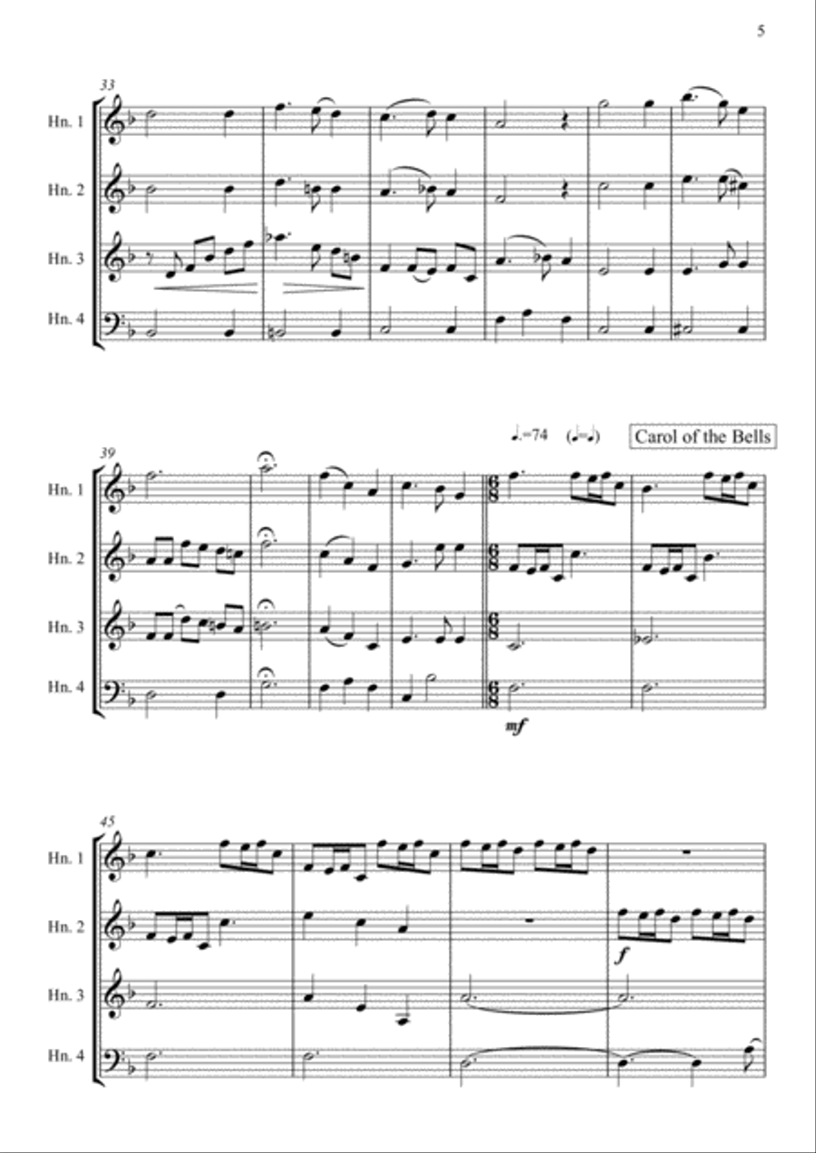 The Christmas Horn Spirit // French Horn Quartet French Horn Quartet scores gallery preview page 5