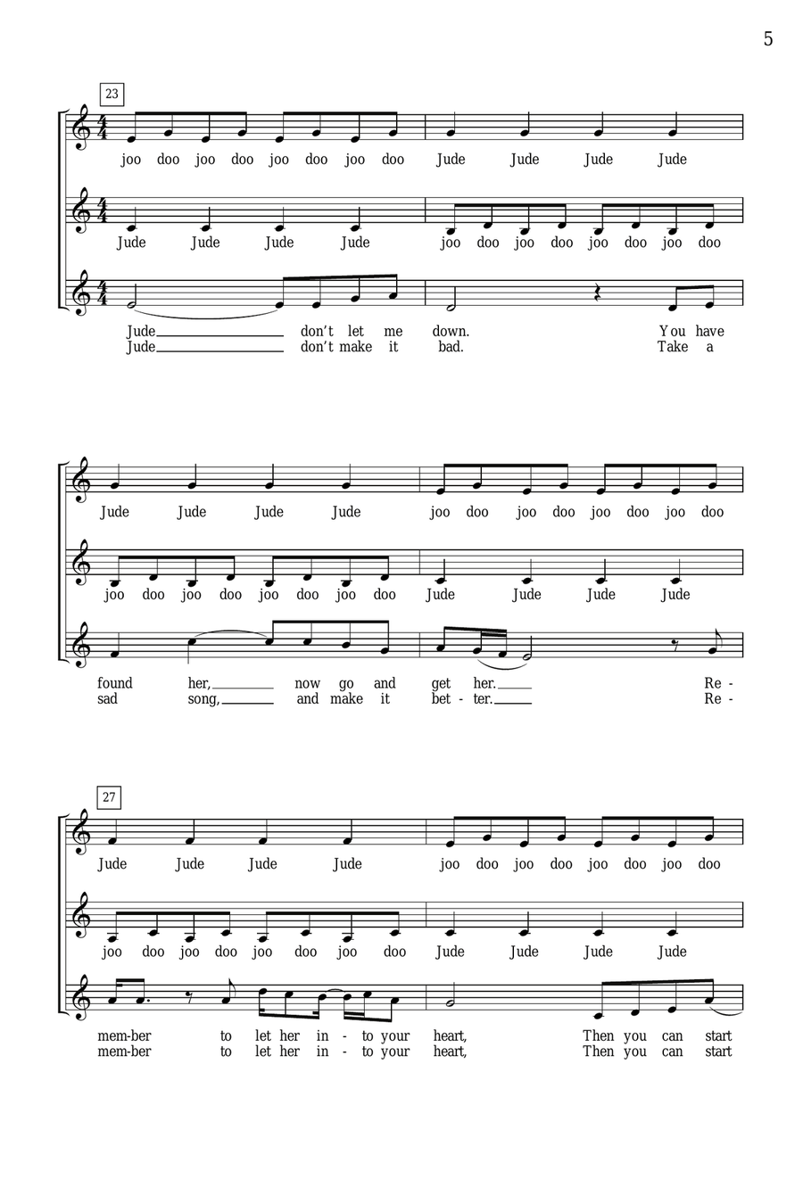 Hey Jude (arr. Deke Sharon) SSA scores gallery preview page 3