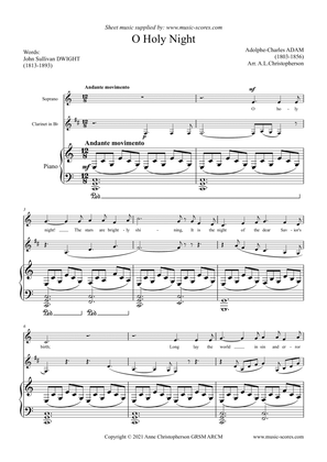 Cantique de Noel; O Holy Night - Voice, Clarinet and Piano, C major