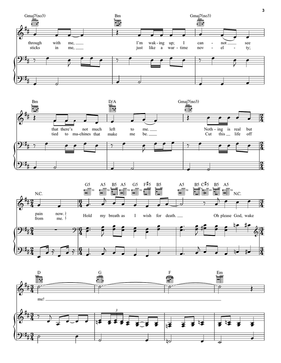 One Piano, Vocal, Guitar scores gallery preview page 3
