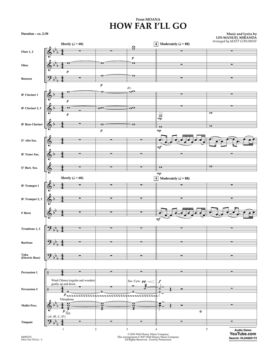 How Far I'll Go (from Moana) - Conductor Score (Full Score) Concert Band scores gallery preview page 2