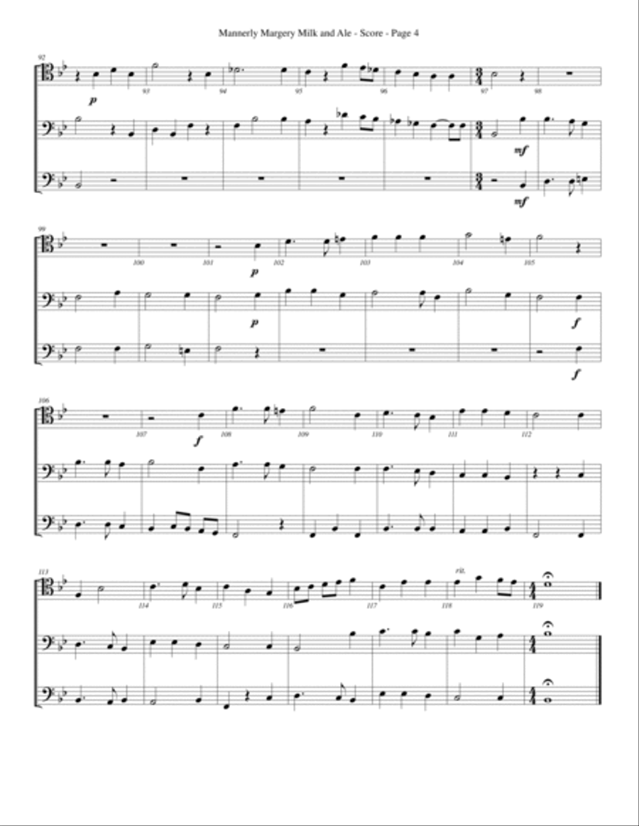 Mannerly Margery Milk and Ale for Trombone or Low Brass Trio Trombone Trio scores gallery preview page 4