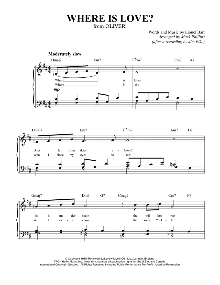 Where Is Love? Easy Piano scores gallery preview page 1
