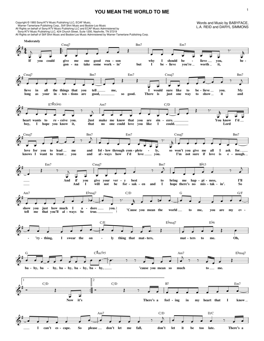 You Mean The World To Me Piano scores gallery preview page 1