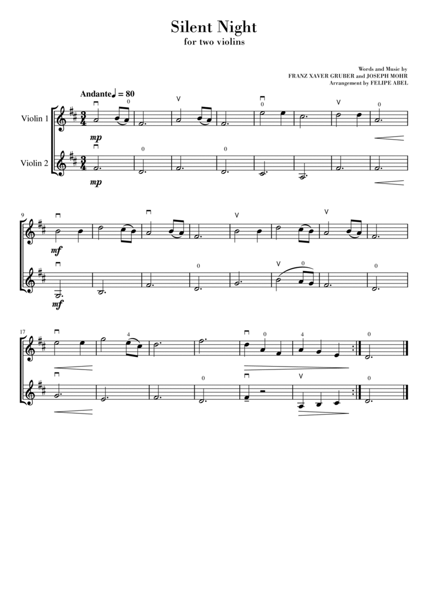 Silent Night (for Two Violins) - Easy Version image number null
