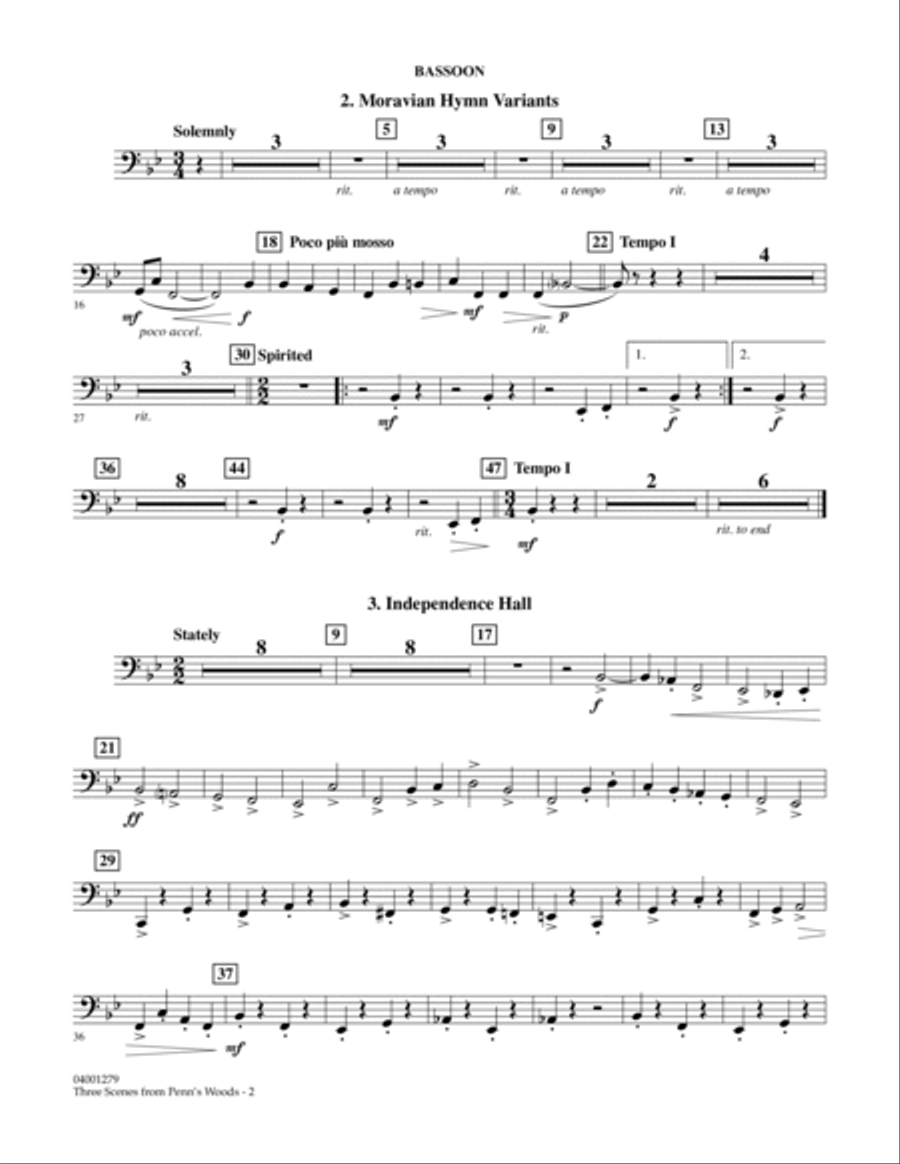 Three Scenes From Penn's Woods - Bassoon Concert Band scores gallery preview page 2