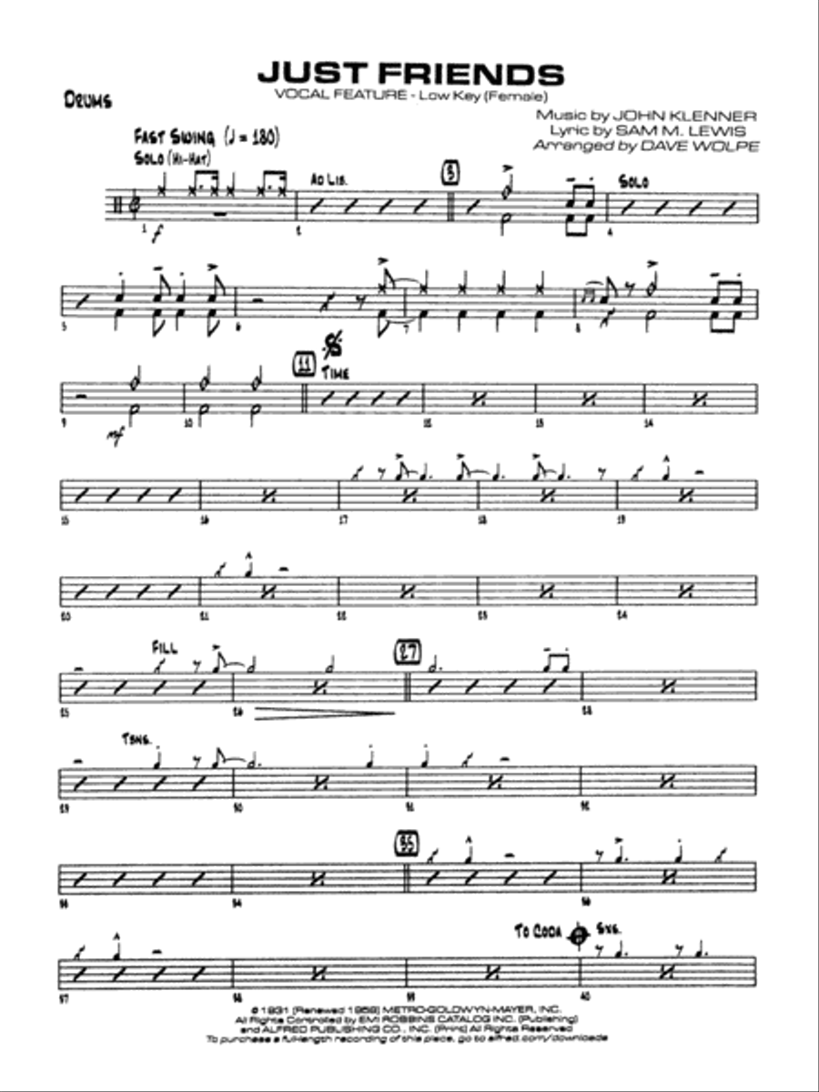 ビッグバンド楽譜「JUST FRIENDS」DOC SEVERINSEN JUST FRIENDS