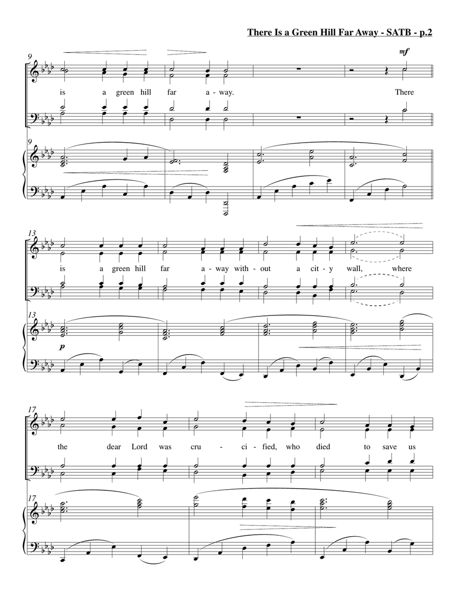 There Is a Green Hill Far Away (SATB) 4-Part scores gallery preview page 3