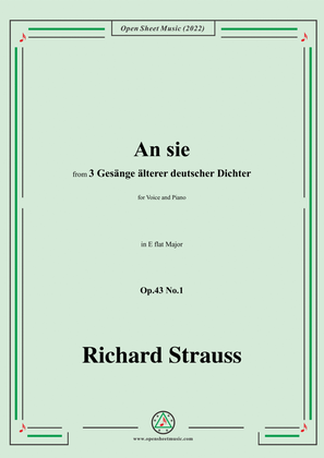 Book cover for Richard Strauss-An sie,in E flat Major,Op.43 No.1,for Voice and Piano