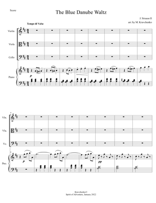 Book cover for Johann Strauss II - The Blue Danube Waltz arr. for piano quartet