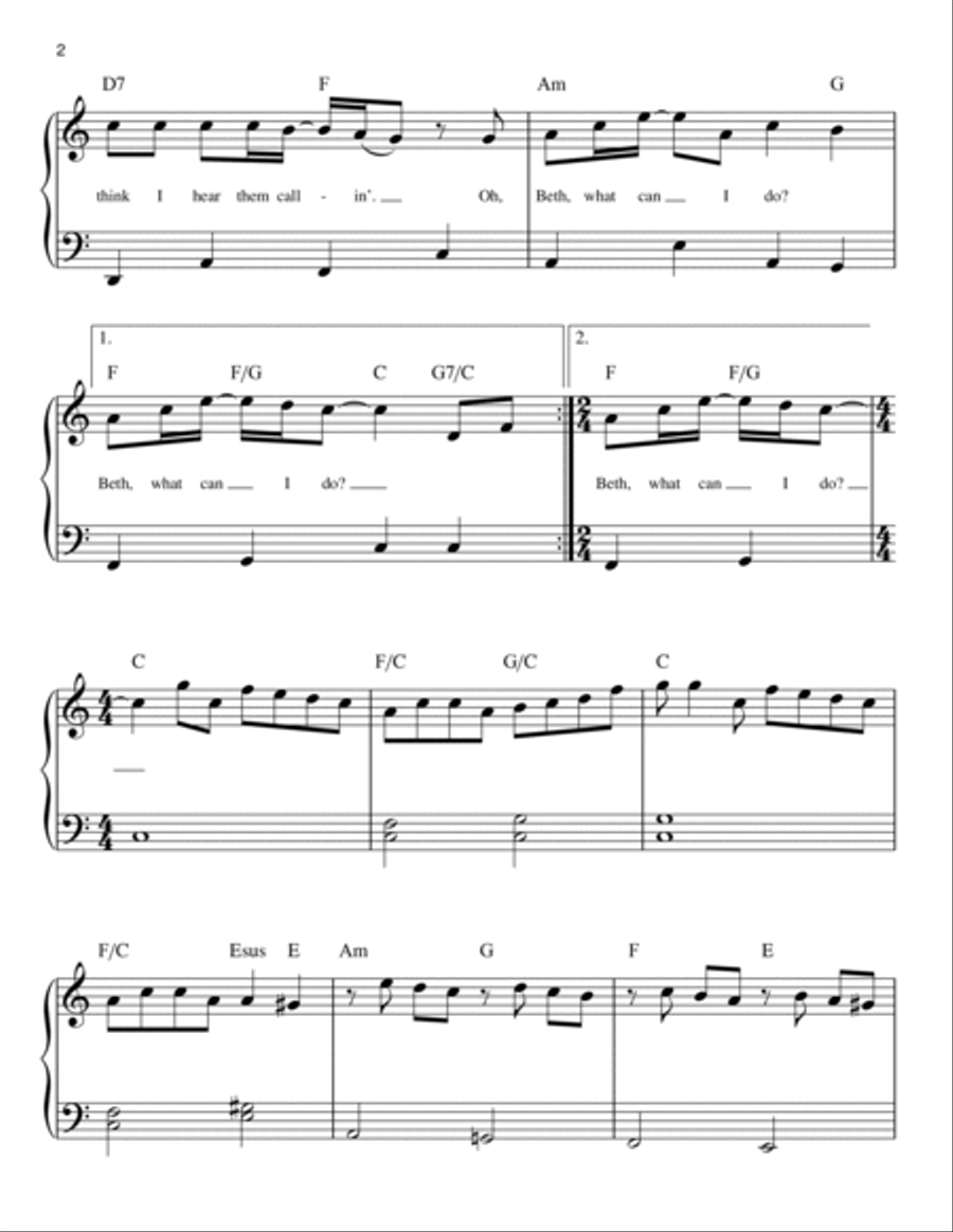Beth Easy Piano scores gallery preview page 2
