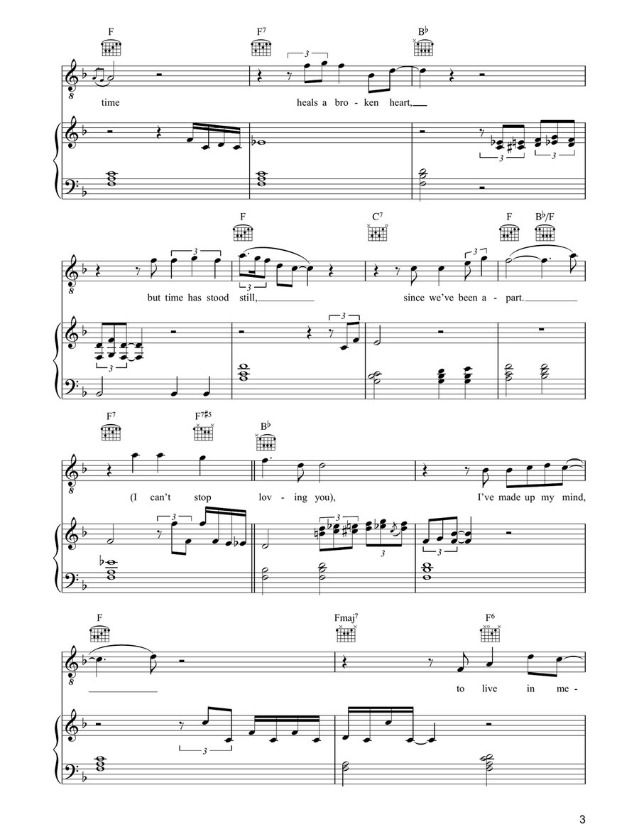 I Can't Stop Loving You Piano, Vocal, Guitar scores gallery preview page 3
