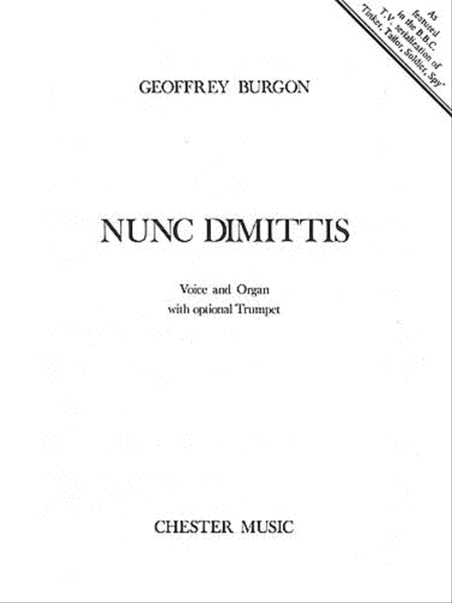 Geoffrey Burgon: Nunc Dimittis by Geoffrey Burgon Voice - Sheet Music