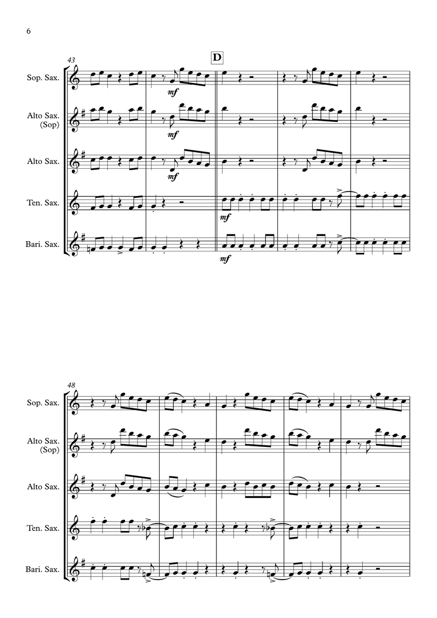 Shake It Off Saxophone Quartet scores gallery preview page 6