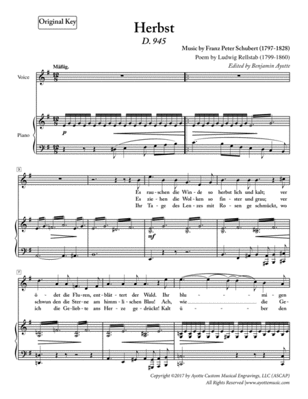Schubert - Herbst - High Voice in E Minor