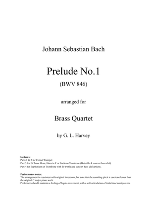Book cover for Prelude No. 1 (BWV 846) for Brass Quartet