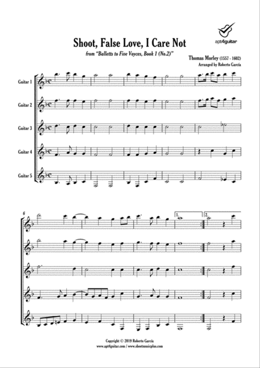 Shoot, False Love, I Care Not Guitar Ensemble scores gallery preview page 2