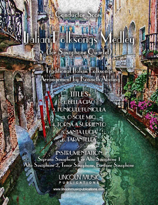 Book cover for Italian Folksong Medley (for Saxophone Quartet SATB or AATB)