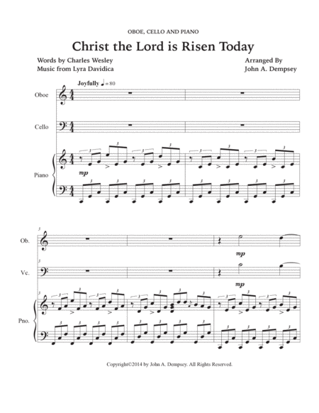 Christ the Lord is Risen Today (Trio for Oboe, Cello and Piano) image number null