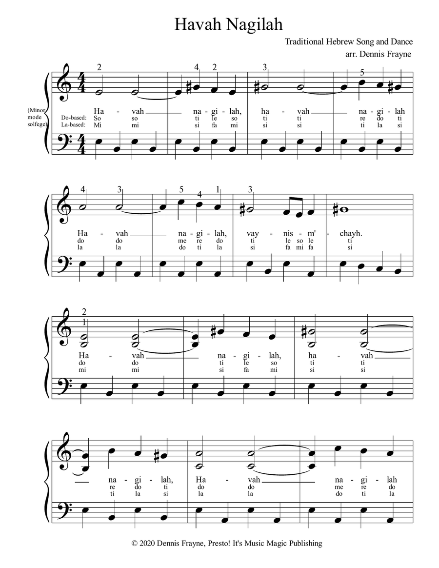 Havah Nagilah Piano, Vocal scores gallery preview page 1