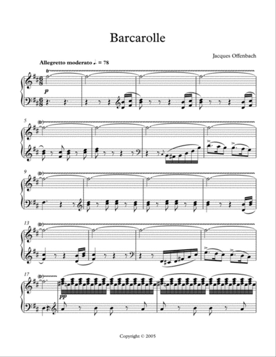 Barcarolle (Offenbach) Piano Solo scores gallery preview page 2