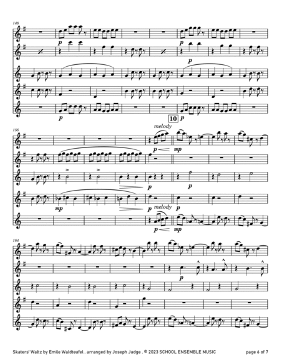 Skaters' Waltz by Waldteufel for Saxophone Quartet in Schools Saxophone Quartet scores gallery preview page 6
